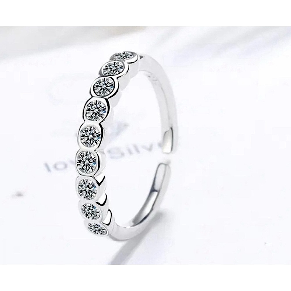 Dainty‎ 14k White Gold Plated Sterling Silver Synthetic Diamond Eternity Ring Sm